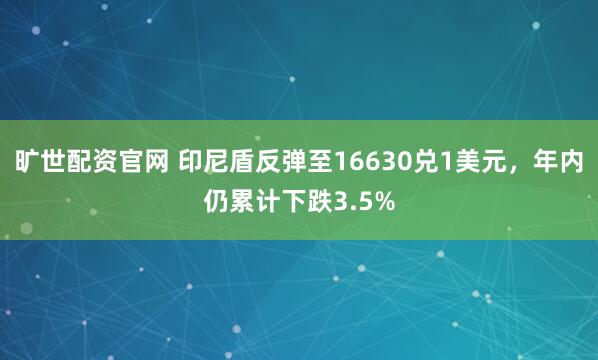 旷世配资官网 印尼盾反弹至16630兑1美元,年内仍累计下跌3.5%